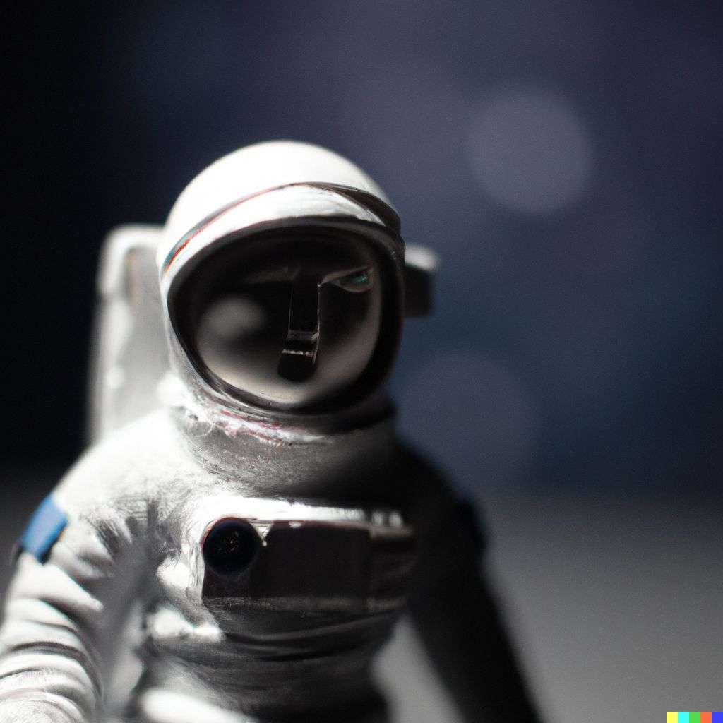an astronaut, photograph taken with a macro lens, 50mm